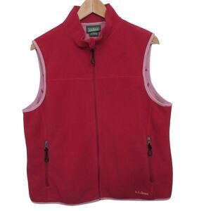 LL Bean Women's Full Zip Rose Pink Fleece Vest Size Large Womans